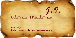 Göncz Ifigénia névjegykártya